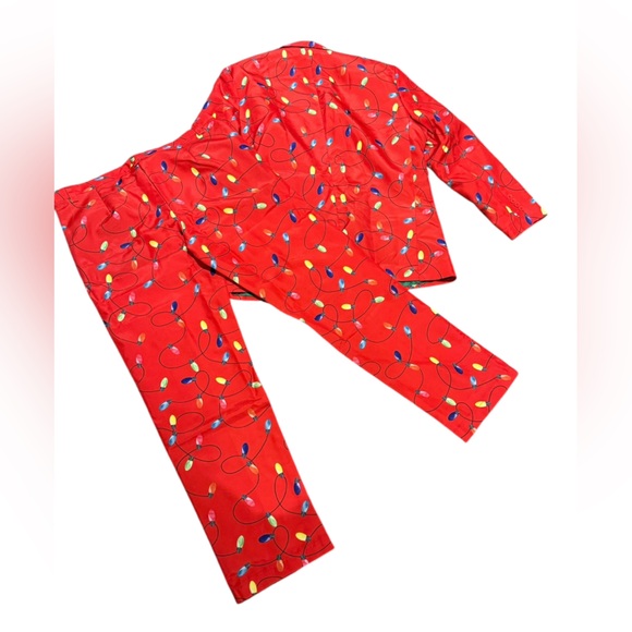 Life of the Party Festive Mens XL 2-Piece Suit Red Christmas Lights - Picture 2 of 11